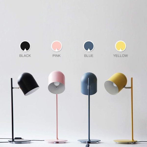 Contemporary Scandinavian Macaron Rotatable Adjustable Iron Round Shade 1-Light Table Lamp For Bedroom - Image 7