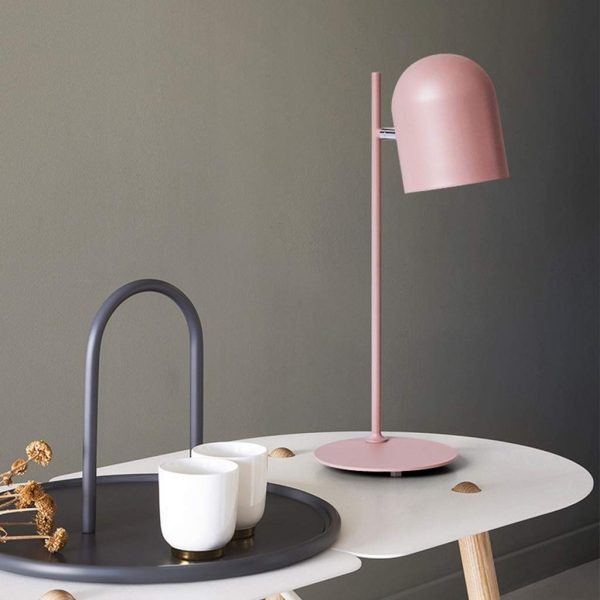 Contemporary Scandinavian Macaron Rotatable Adjustable Iron Round Shade 1-Light Table Lamp For Bedroom - Image 6