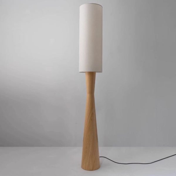 Traditional Japanese Fabric Cylinder Shade Iron Column 1-Light Standing Floor Lamp For Bedroom - Image 5