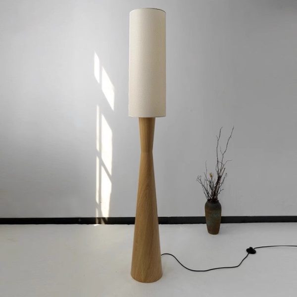 Traditional Japanese Fabric Cylinder Shade Iron Column 1-Light Standing Floor Lamp For Bedroom - Image 6
