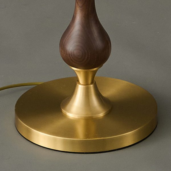 Traditional Vintage Printed Fabric Shade Copper Solid Wood Base 1-Light Standing Floor Lamp For Bedroom - Image 7