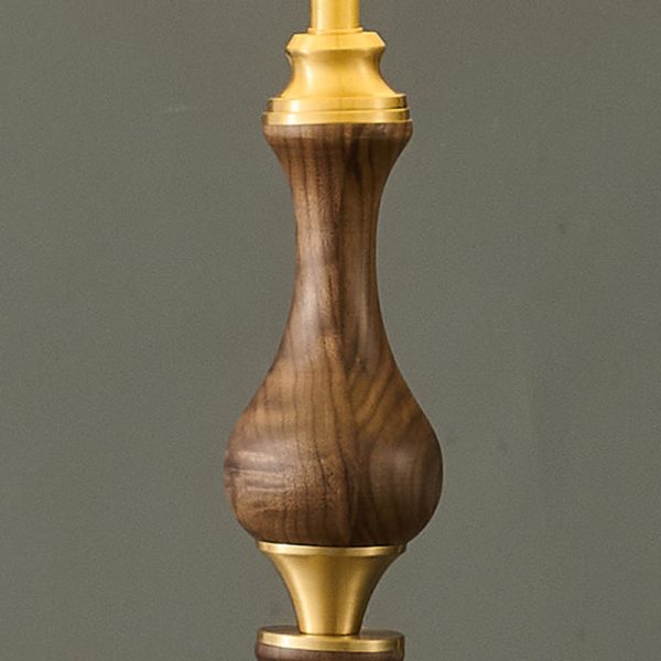 Traditional Vintage Printed Fabric Shade Copper Solid Wood Base 1-Light Standing Floor Lamp For Bedroom - Image 4