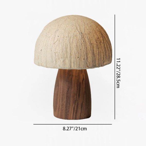 Traditional Japanese Handmade Paper Mushroom Shade Solid Wood 1-Light Table Lamp For Bedroom - Image 4