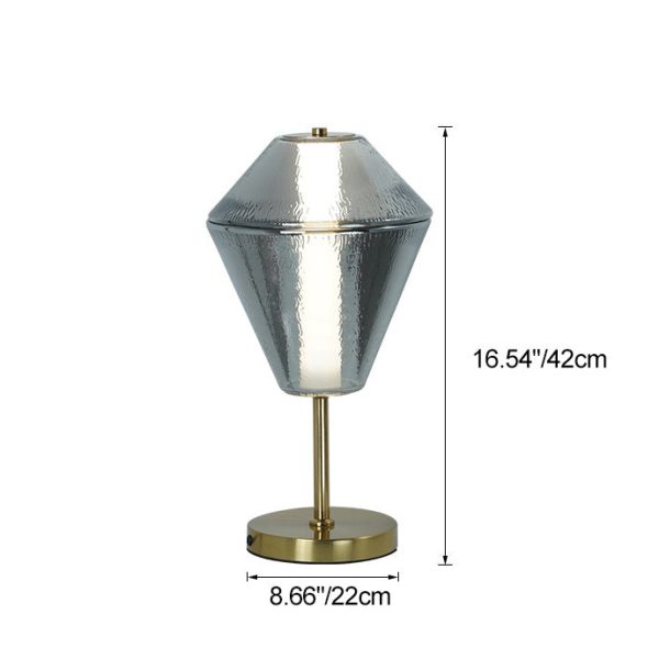 Contemporary Nordic Iron Geometric Cone-Stacked Water Ripple Glass LED Table Lamp For Bedroom - Image 4
