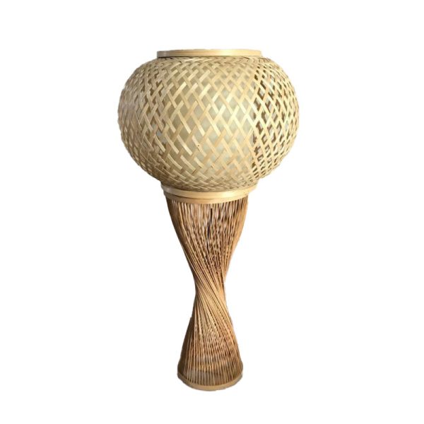 Traditional Vintage Rattan Weaving Cage Bamboo 1-Light Table Lamp For Bedroom - Image 6