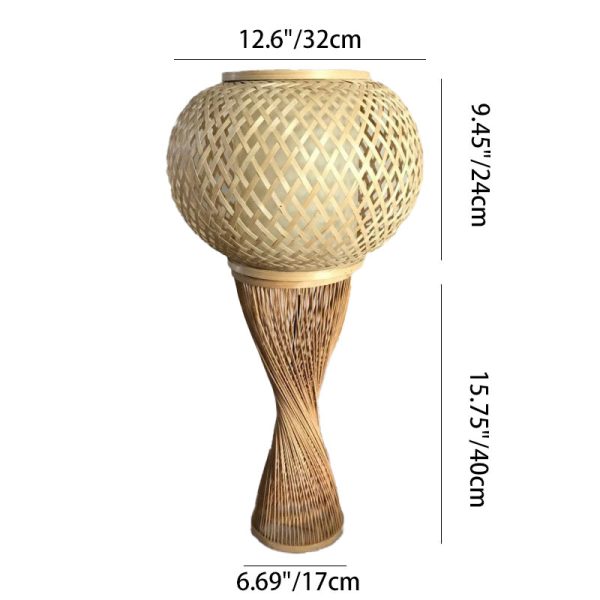 Traditional Vintage Rattan Weaving Cage Bamboo 1-Light Table Lamp For Bedroom - Image 3