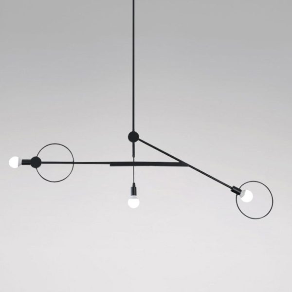 Contemporary Scandinavian Iron Long Rod 3-Light Island Light Chandelier For Living Room - Image 8