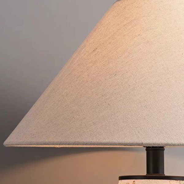 Traditional Japanese Fabric Tapered Shade Handmade Ceramic Jar 1-Light Table Lamp For Bedroom - Image 7