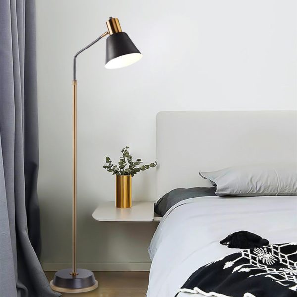 Contemporary Scandinavian Hardware Conical Shade 1-Light Standing Floor Lamp For Bedroom - Image 5
