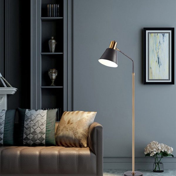 Contemporary Scandinavian Hardware Conical Shade 1-Light Standing Floor Lamp For Bedroom - Image 2
