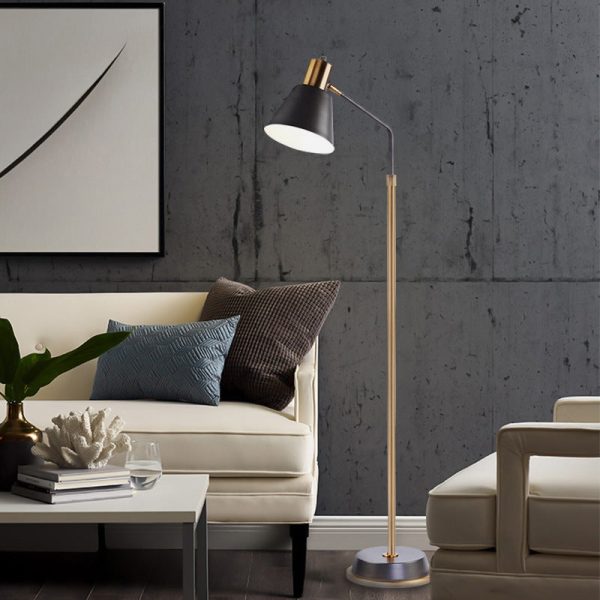 Contemporary Scandinavian Hardware Conical Shade 1-Light Standing Floor Lamp For Bedroom - Image 6