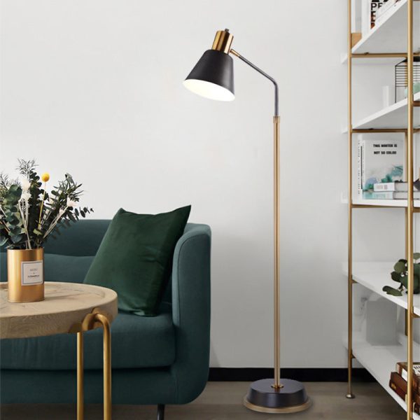 Contemporary Scandinavian Hardware Conical Shade 1-Light Standing Floor Lamp For Bedroom - Image 7