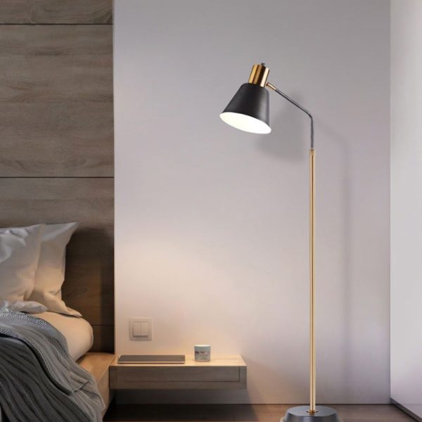 Contemporary Scandinavian Hardware Conical Shade 1-Light Standing Floor Lamp For Bedroom - Image 4