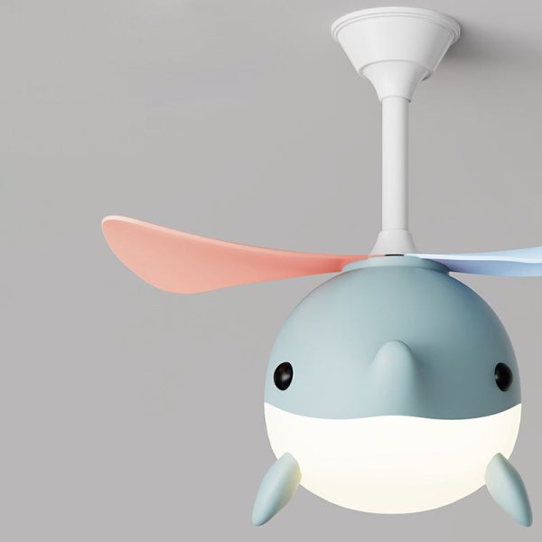 Contemporary Scandinavian Cartoon Whale Plane Iron Acrylic Shade ABS Fan LED Downrods Ceiling Fan Light For Bedroom - Image 6
