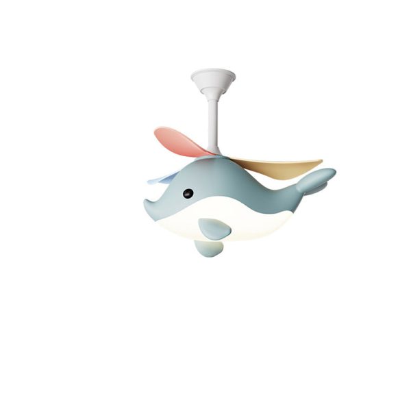 Contemporary Scandinavian Cartoon Whale Plane Iron Acrylic Shade ABS Fan LED Downrods Ceiling Fan Light For Bedroom - Image 20