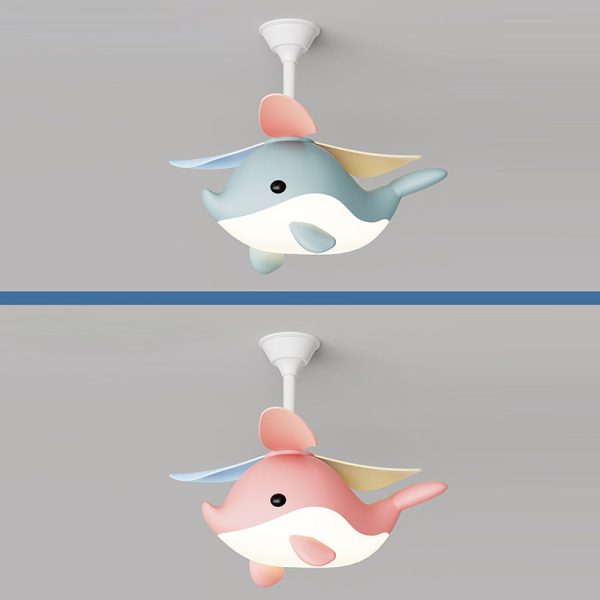 Contemporary Scandinavian Cartoon Whale Plane Iron Acrylic Shade ABS Fan LED Downrods Ceiling Fan Light For Bedroom - Image 10