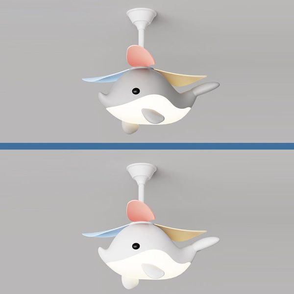 Contemporary Scandinavian Cartoon Whale Plane Iron Acrylic Shade ABS Fan LED Downrods Ceiling Fan Light For Bedroom - Image 11