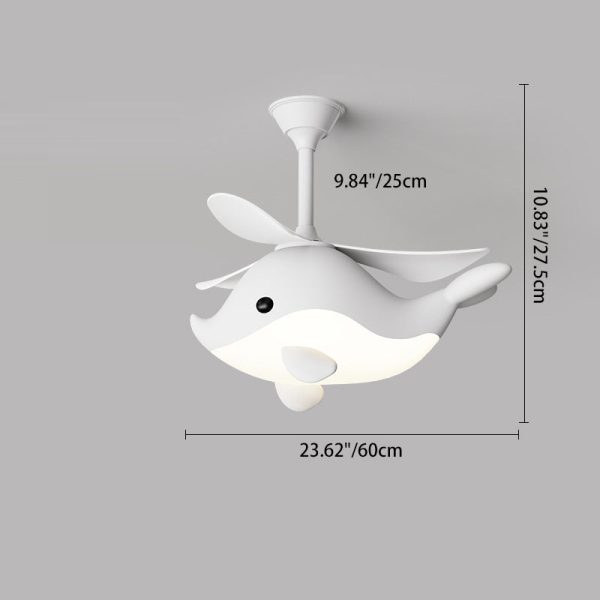 Contemporary Scandinavian Cartoon Whale Plane Iron Acrylic Shade ABS Fan LED Downrods Ceiling Fan Light For Bedroom - Image 3