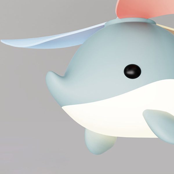 Contemporary Scandinavian Cartoon Whale Plane Iron Acrylic Shade ABS Fan LED Downrods Ceiling Fan Light For Bedroom - Image 5