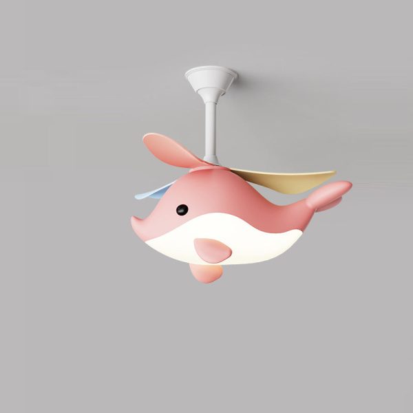 Contemporary Scandinavian Cartoon Whale Plane Iron Acrylic Shade ABS Fan LED Downrods Ceiling Fan Light For Bedroom - Image 13