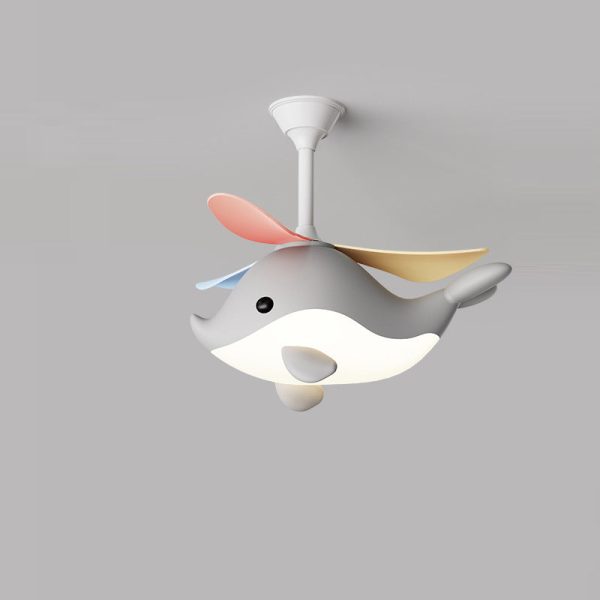 Contemporary Scandinavian Cartoon Whale Plane Iron Acrylic Shade ABS Fan LED Downrods Ceiling Fan Light For Bedroom - Image 15