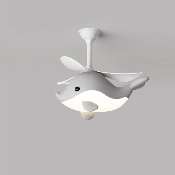 Contemporary Scandinavian Cartoon Whale Plane Iron Acrylic Shade ABS Fan LED Downrods Ceiling Fan Light For Bedroom - Image 16