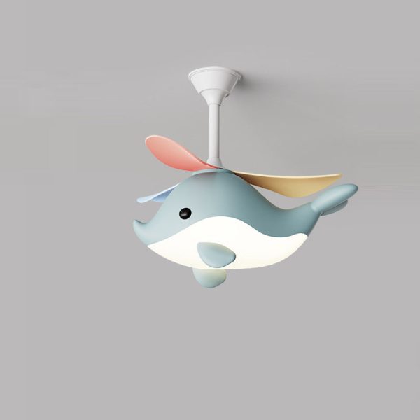 Contemporary Scandinavian Cartoon Whale Plane Iron Acrylic Shade ABS Fan LED Downrods Ceiling Fan Light For Bedroom - Image 17