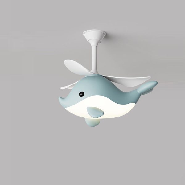 Contemporary Scandinavian Cartoon Whale Plane Iron Acrylic Shade ABS Fan LED Downrods Ceiling Fan Light For Bedroom - Image 18