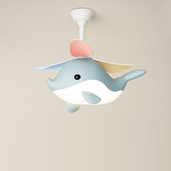 Contemporary Scandinavian Cartoon Whale Plane Iron Acrylic Shade ABS Fan LED Downrods Ceiling Fan Light For Bedroom - Image 19