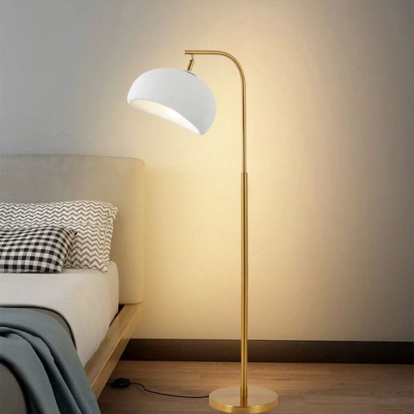 Contemporary Nordic High-Density Polystyrene Round Shade Hardware 1-Light Standing Floor Lamp For Bedroom - Image 8