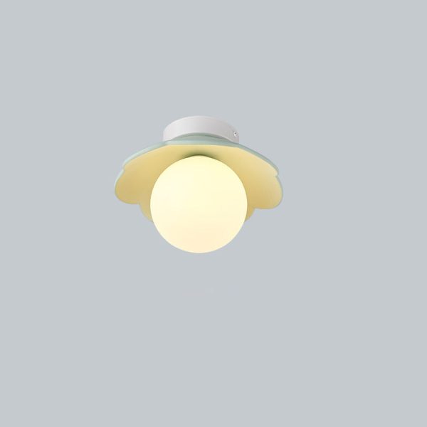 Traditional French Resin Flower PE Ball Shade 1-Light Semi-Flush Mount Ceiling Light For Living Room - Image 23