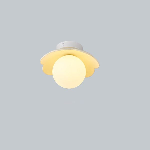 Traditional French Resin Flower PE Ball Shade 1-Light Semi-Flush Mount Ceiling Light For Living Room - Image 24
