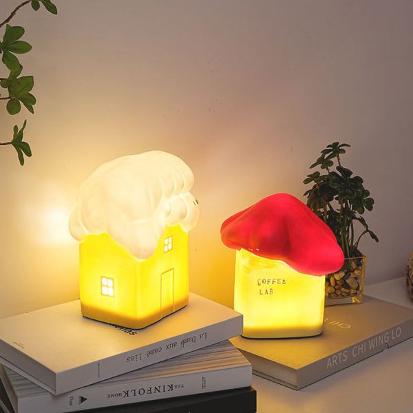 Contemporary Creative Ceramic Cute Snow House USB LED Table Lamp Night Light For Bedroom - Image 2