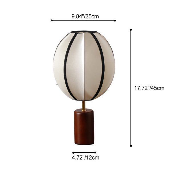 Modern Mid-Century Fabric Lantern Shade Solid Wood 1-Light Table Lamp For Study - Image 4