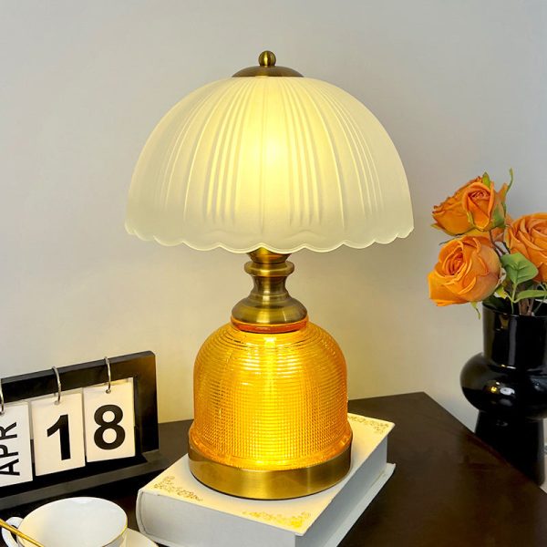 Modern Transitional Frosted Glass Dome Shade Hardware 1-Light Table Lamp For Study