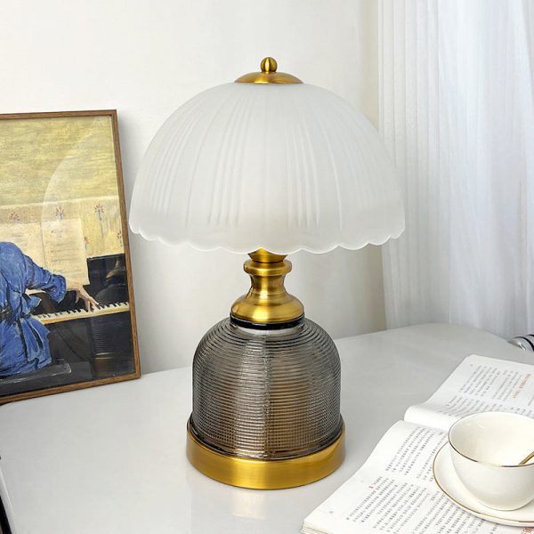 Modern Transitional Frosted Glass Dome Shade Hardware 1-Light Table Lamp For Study - Image 13