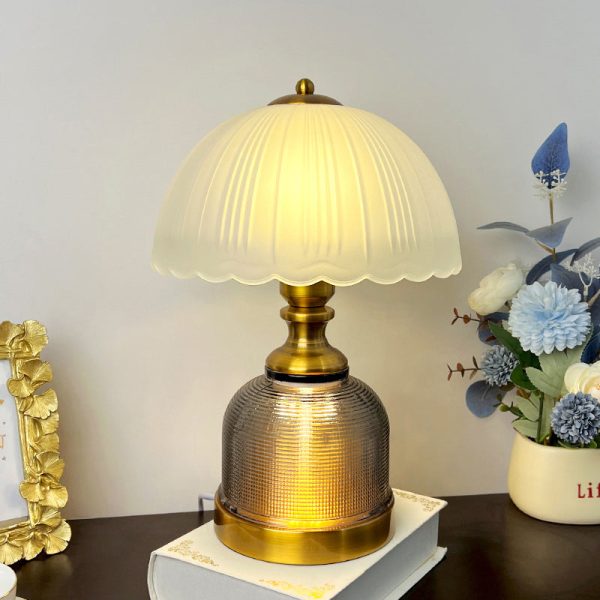 Modern Transitional Frosted Glass Dome Shade Hardware 1-Light Table Lamp For Study - Image 9