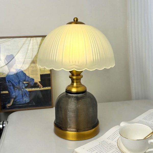 Modern Transitional Frosted Glass Dome Shade Hardware 1-Light Table Lamp For Study - Image 12