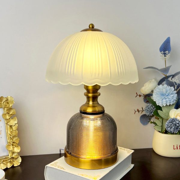 Modern Transitional Frosted Glass Dome Shade Hardware 1-Light Table Lamp For Study - Image 3