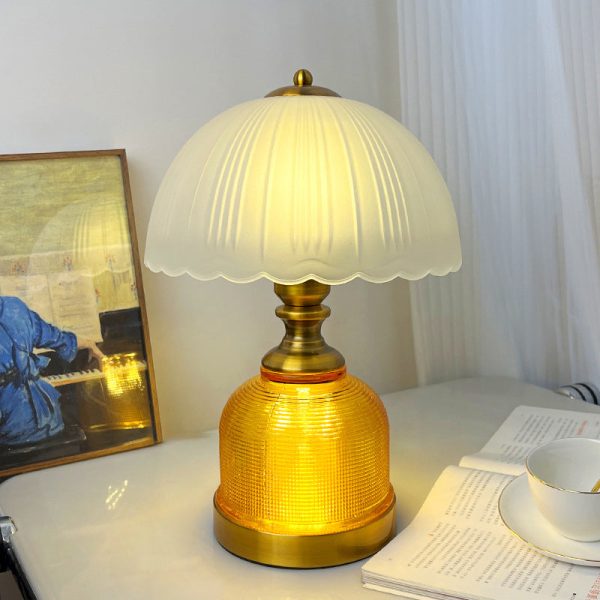 Modern Transitional Frosted Glass Dome Shade Hardware 1-Light Table Lamp For Study - Image 6
