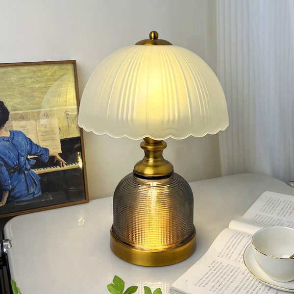 Modern Transitional Frosted Glass Dome Shade Hardware 1-Light Table Lamp For Study - Image 7