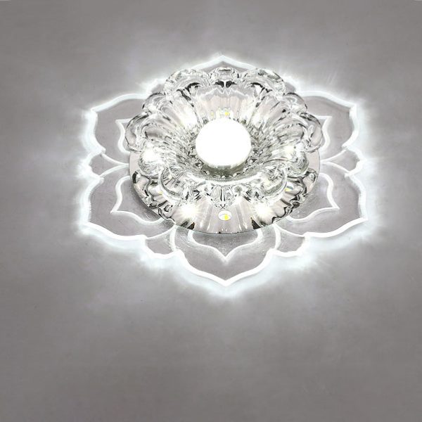 Contemporary Luxury Floral Dazzling Crystal Acrylic LED Flush Mount Ceiling Light For Hallway - Image 13
