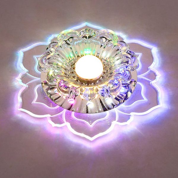 Contemporary Luxury Floral Dazzling Crystal Acrylic LED Flush Mount Ceiling Light For Hallway - Image 15
