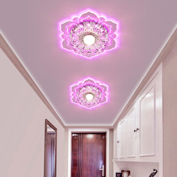 Contemporary Luxury Floral Dazzling Crystal Acrylic LED Flush Mount Ceiling Light For Hallway - Image 8