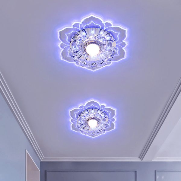 Contemporary Luxury Floral Dazzling Crystal Acrylic LED Flush Mount Ceiling Light For Hallway - Image 9