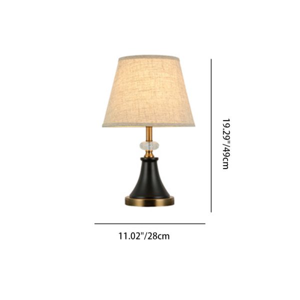 Traditional Colonial Fabric Round Shade Hardware Base 1-Light Table Lamp For Bedroom - Image 4