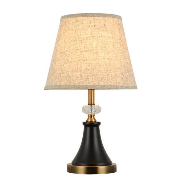 Traditional Colonial Fabric Round Shade Hardware Base 1-Light Table Lamp For Bedroom - Image 9