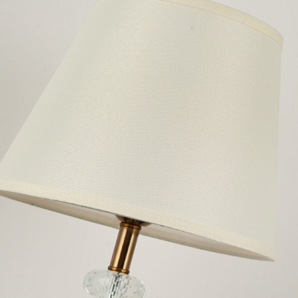 Traditional Colonial Fabric Round Shade Hardware Base 1-Light Table Lamp For Bedroom - Image 5