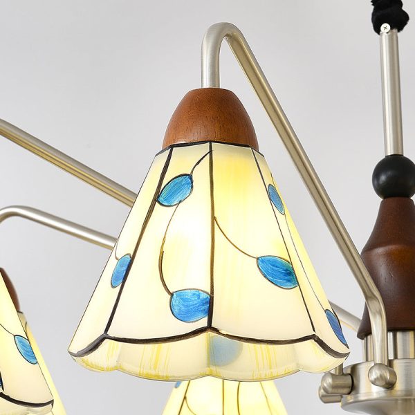 Contemporary Coastal Iron Wood Glass Cone 6/8-Light Chandelier For Living Room And Bedroom - Image 12