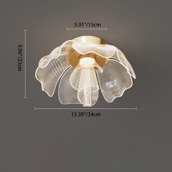 Modern Luxury Flower Petal Dome Iron Acrylic LED Flush Mount Ceiling Light For Bedroom - Image 3